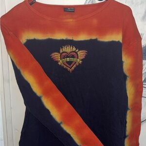 Ed Hardy Fiery Tie-Dye Long Sleeve Top
